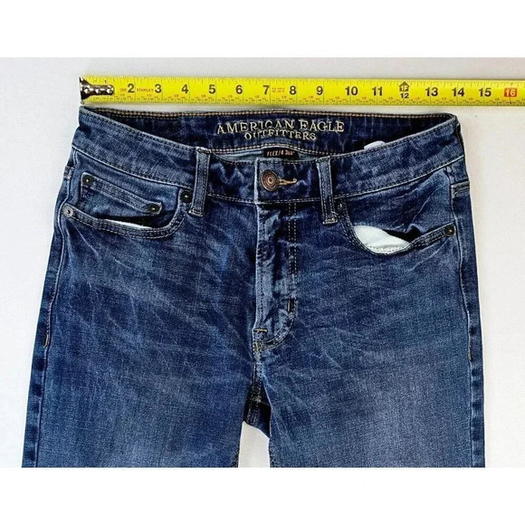 American Eagle Outfitters Size 29X32 Men's Slim Straight Flex/4 360 Blue Jeans - Picture 2 of 12
